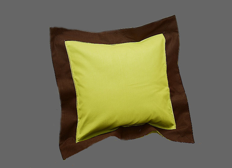 Baby Hemstitch Pillow Sham. Hot Green & Brown color border